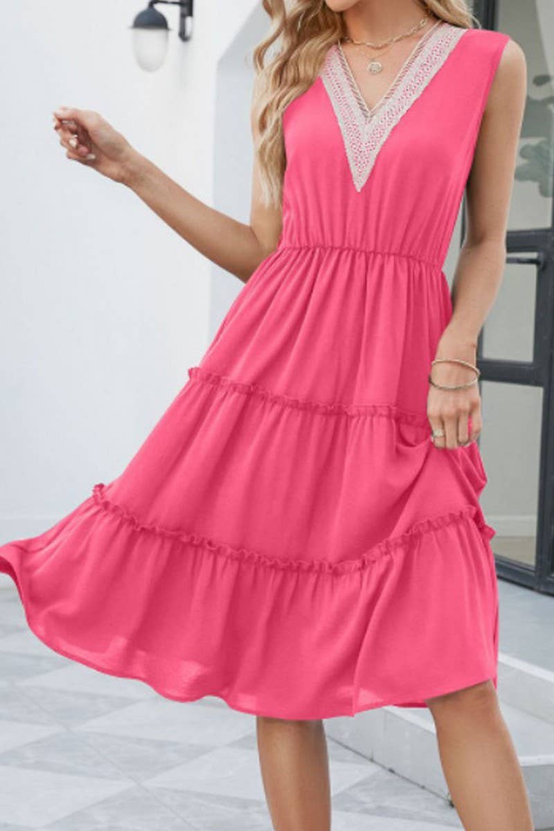 CWDMD5452_SLEEVELESS V-NECK LACE TRIM A-LINE MAXI DRESS