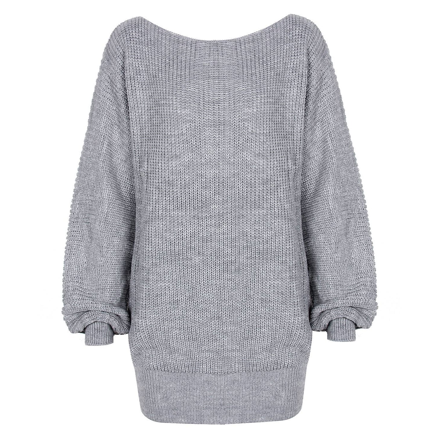 LONG-SLEEVED LINE-NECK LOOSE KNIT SWEATER DRESS