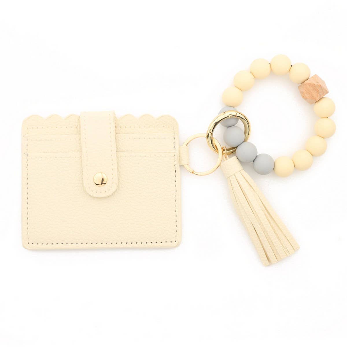 SILICONE BEAD BRACELET CARD BAG TASSEL KEYCHAIN