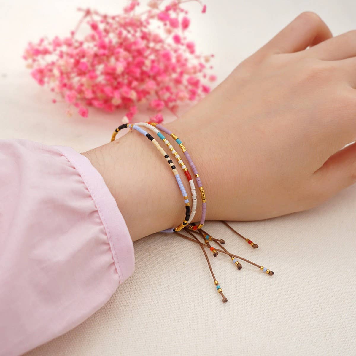 HAND-WOVEN MILLET BEADED STACKING BRACELET