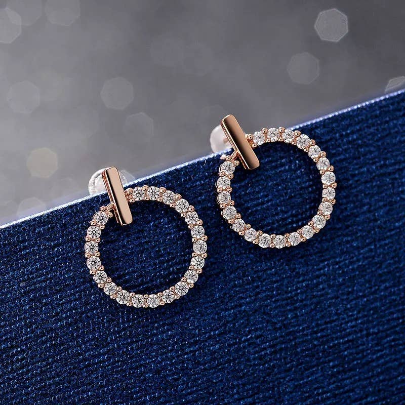 S925 silver needle diamond-encrusted earrings