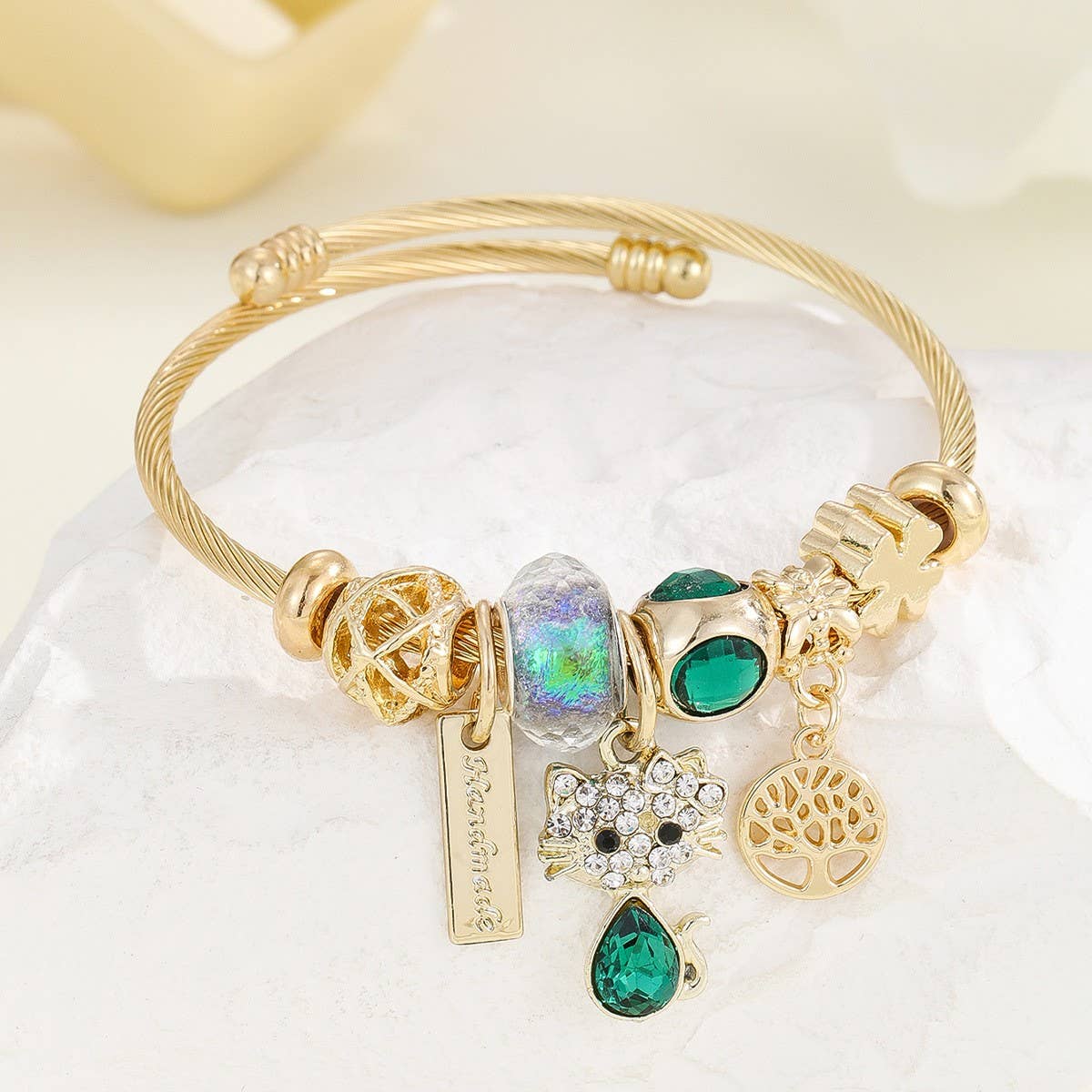 Trendy Stainless Steel Bracelet with Heart Charm