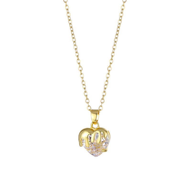 Heart-shaped zircon heart-shaped necklace