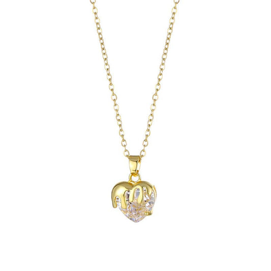 Heart-shaped zircon heart-shaped necklace