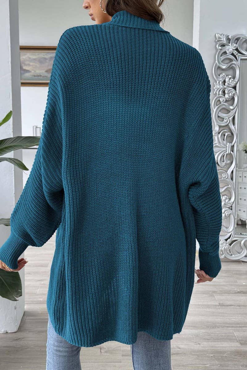 CWOSWL07384_WOMEN CROCHET PATCHWORK LOOSE KNIT CARDIGAN