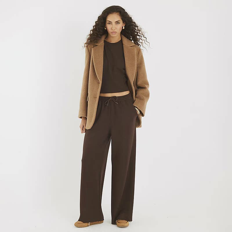 Round-neck straight-leg tie long pants set