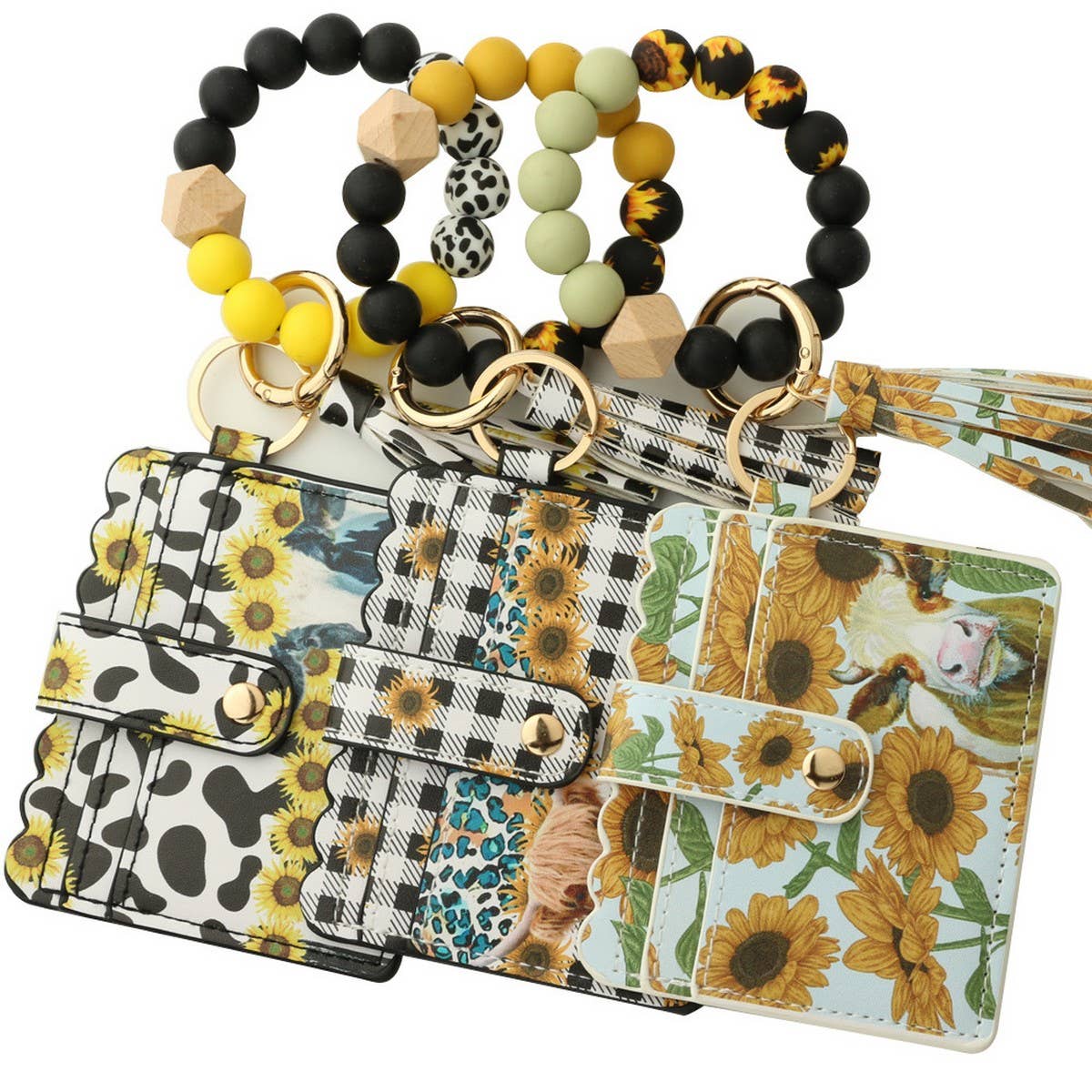 Western Bull Card Wallet with Beaded Keychain_CWAB4948