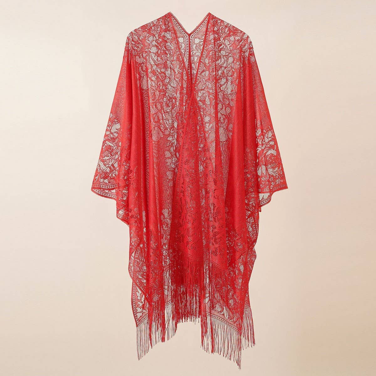 TASSEL LACE FRONT OPEN KIMONO FOR SUMMER WOMENS