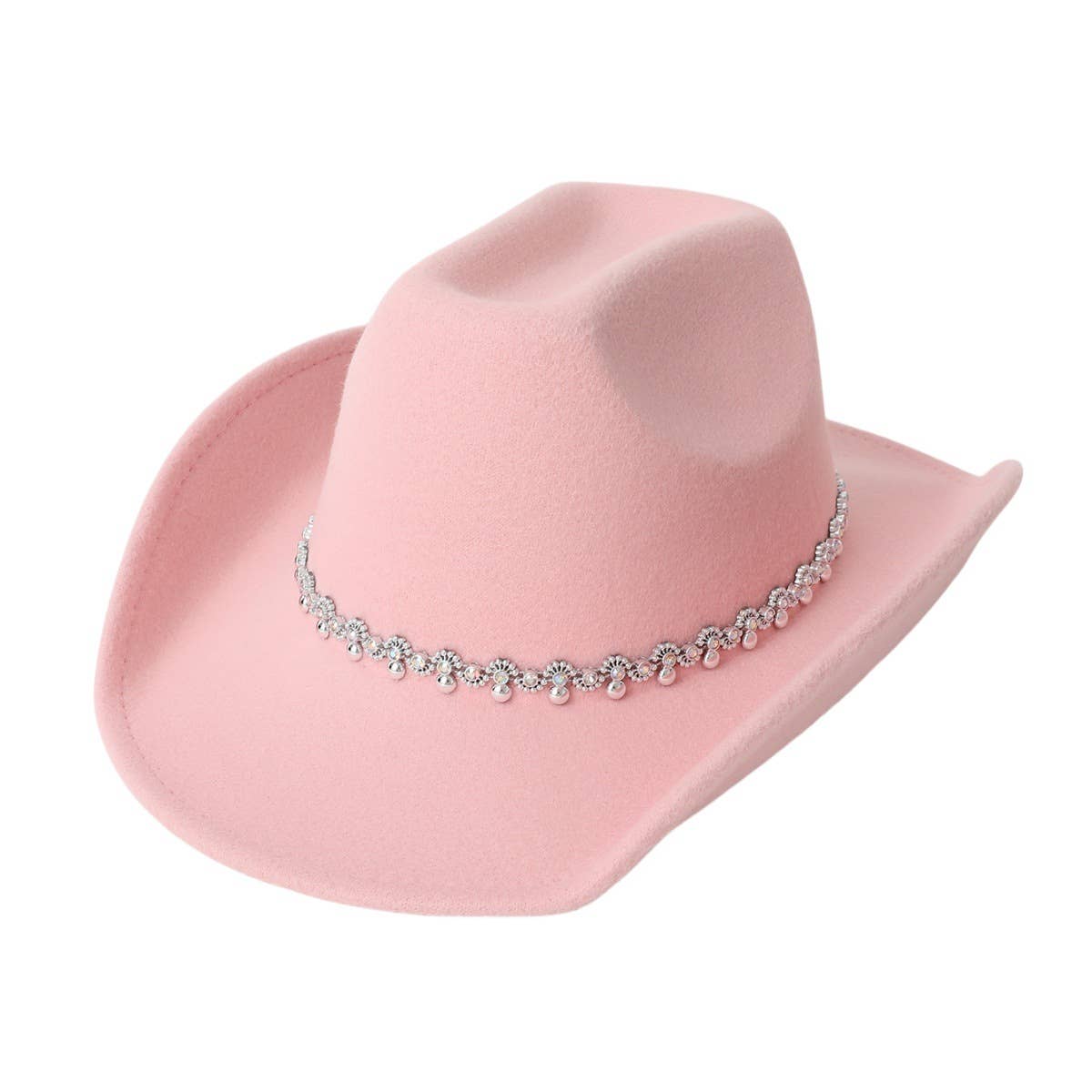 Sequin Spiral Western Felt Hat with Curved Brim_CWAH3645
