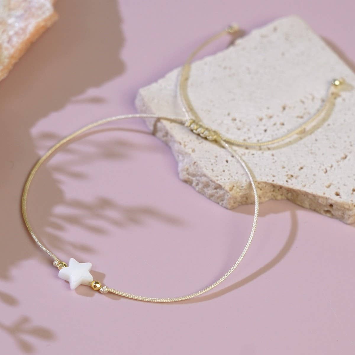 IRON GALLSTONE SHELL CROSS HAND-BEADED BRACELET