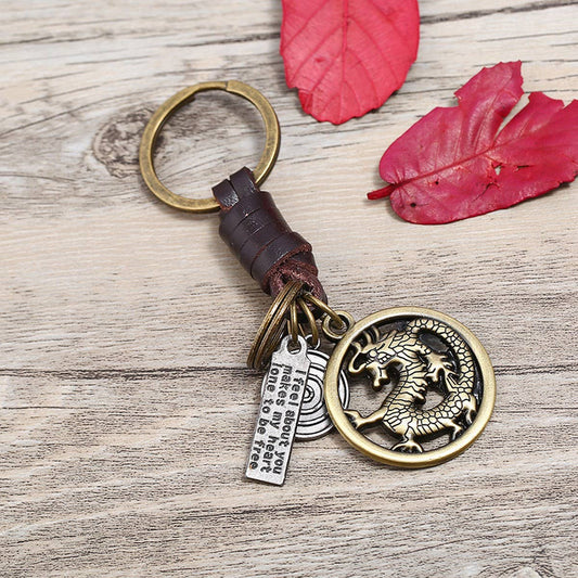 HAND-WOVEN VINTAGE LEATHER KEYCHAIN