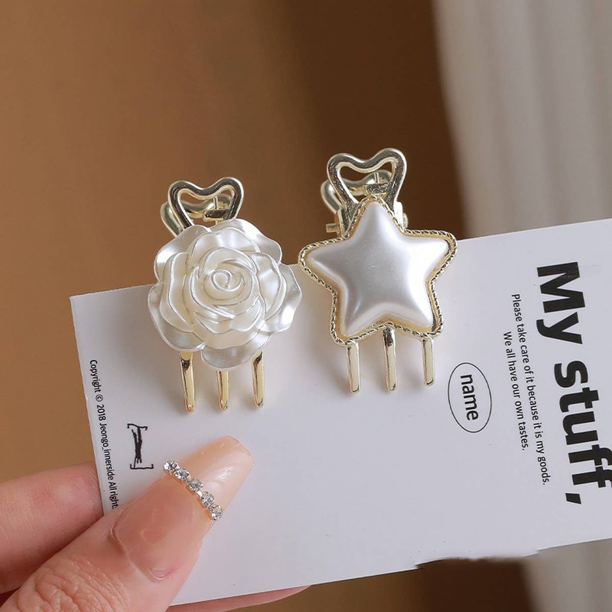 METAL PEARL HAIRPIN BANGS CLIP DUCKBILL CLIP