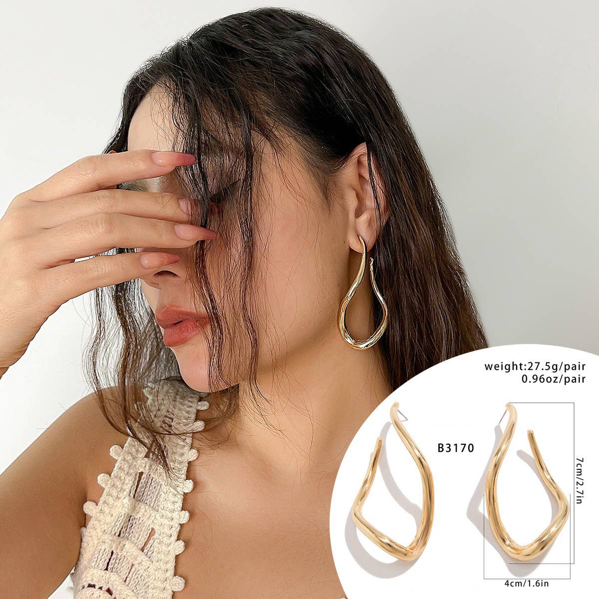 NICHE VERSATILE TEMPERAMENT ASYMMETRICAL EARRINGS_CWAJE1913