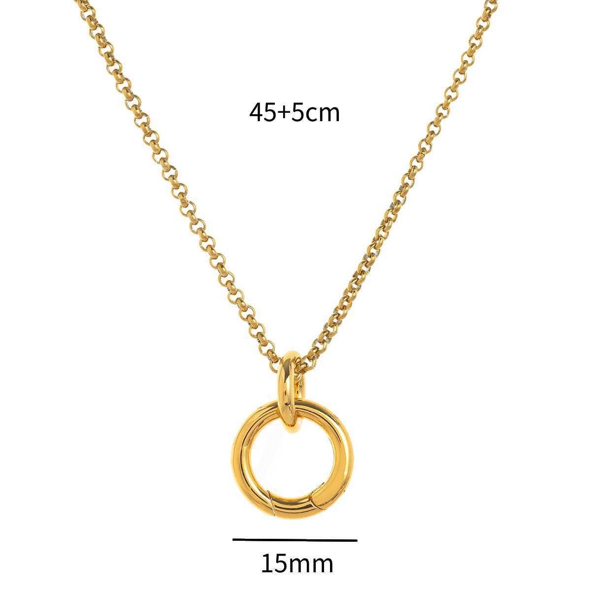 Basic loose chain heart round necklace_CWMM5711