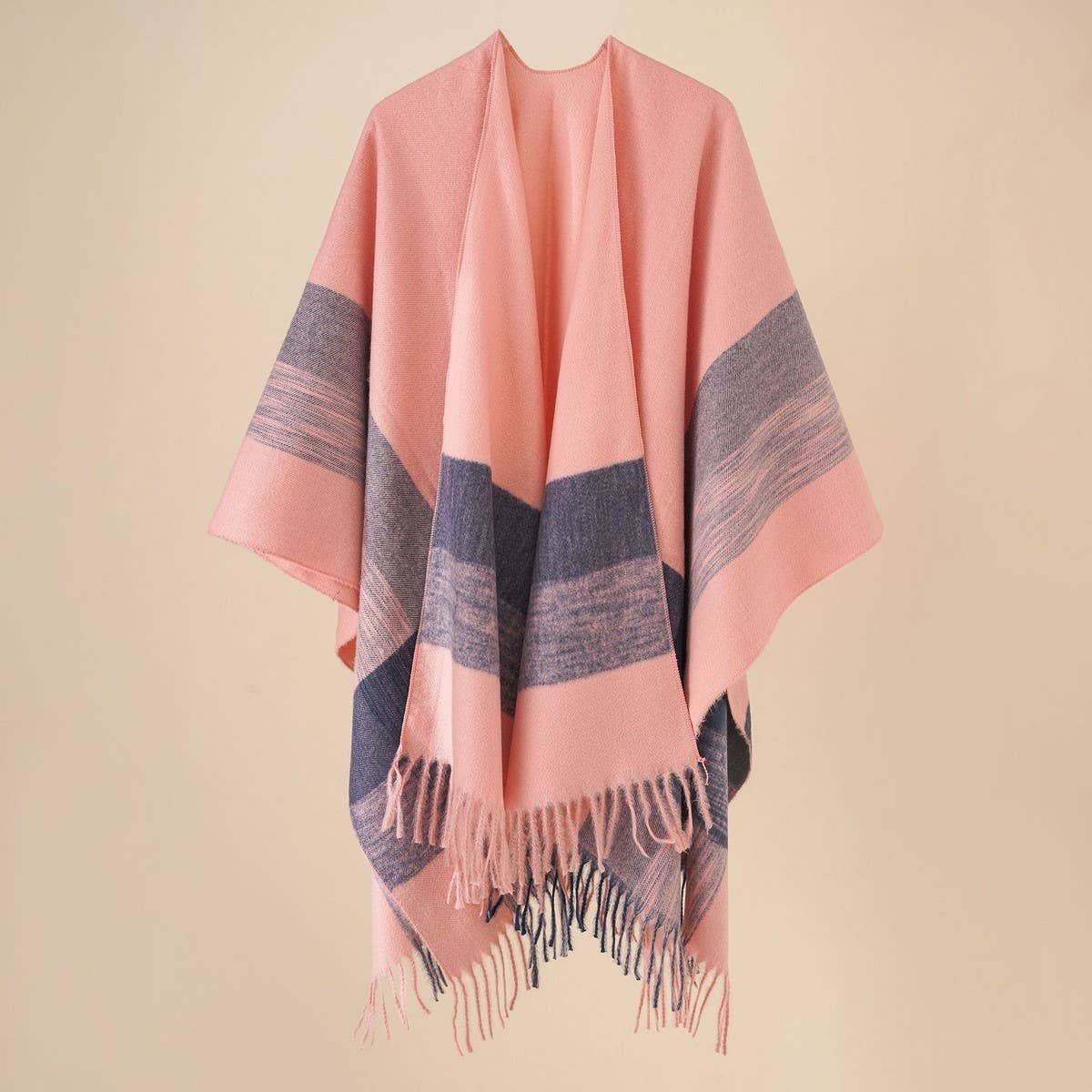 FASHIONABLE WARM STRIPED COLOR MATCHING SHAWL