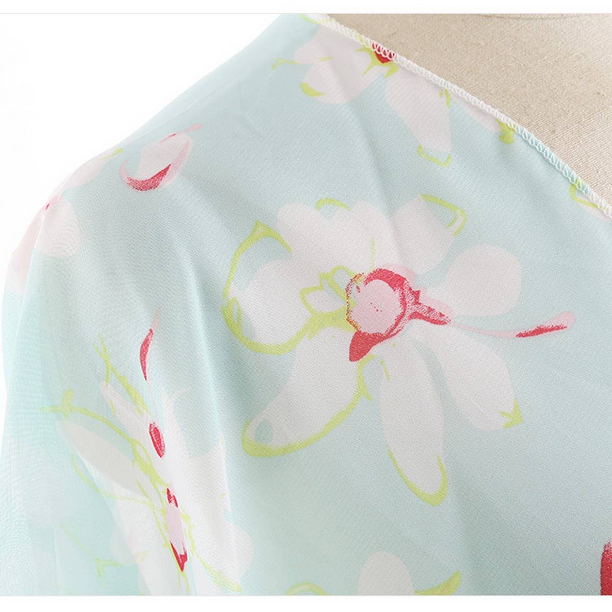 TASSEL FLORAL PRINT OPEN FRONT KIMONO CARDIGAN