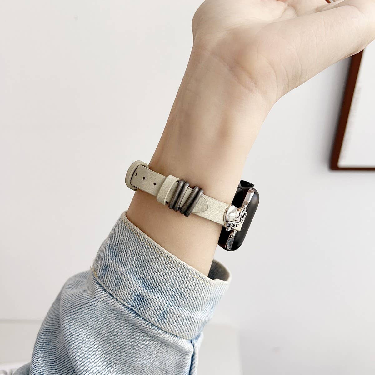 IWATCH9-1 14MM HEART LEATHER STRAP FOR APPLE WATCH