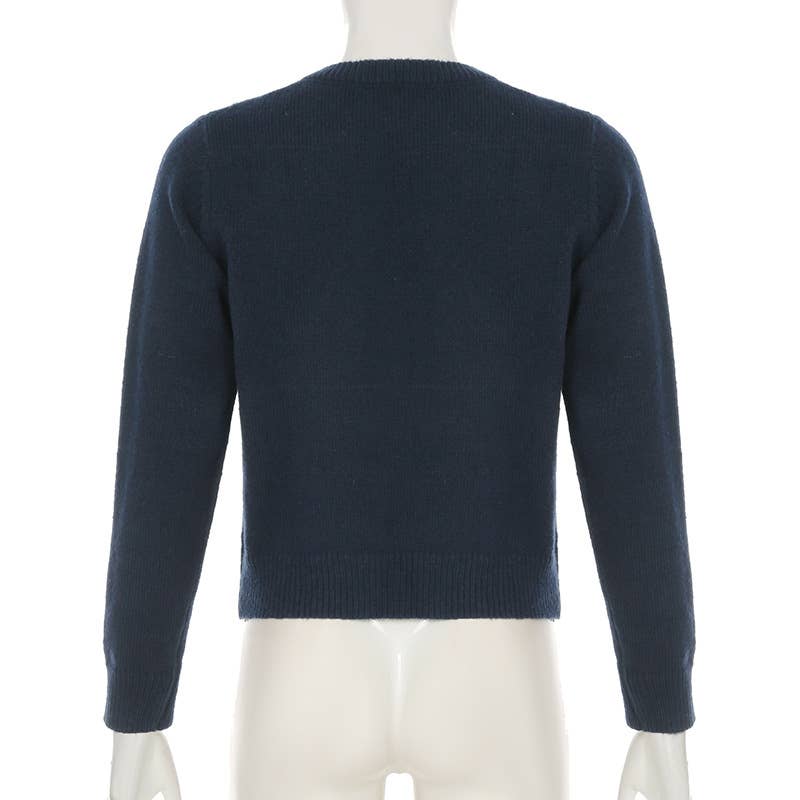 Simple and basic solid-color woolen cardigan