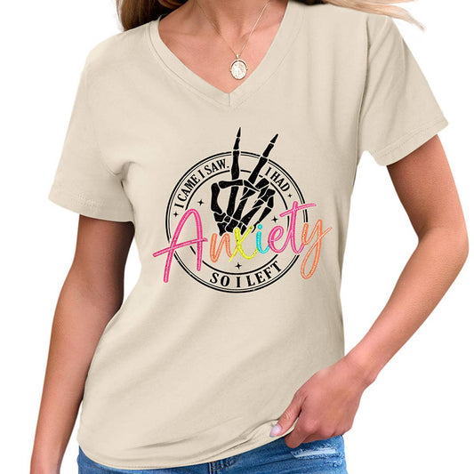 Trendy V-Neck Tee ? I Came I Saw Print