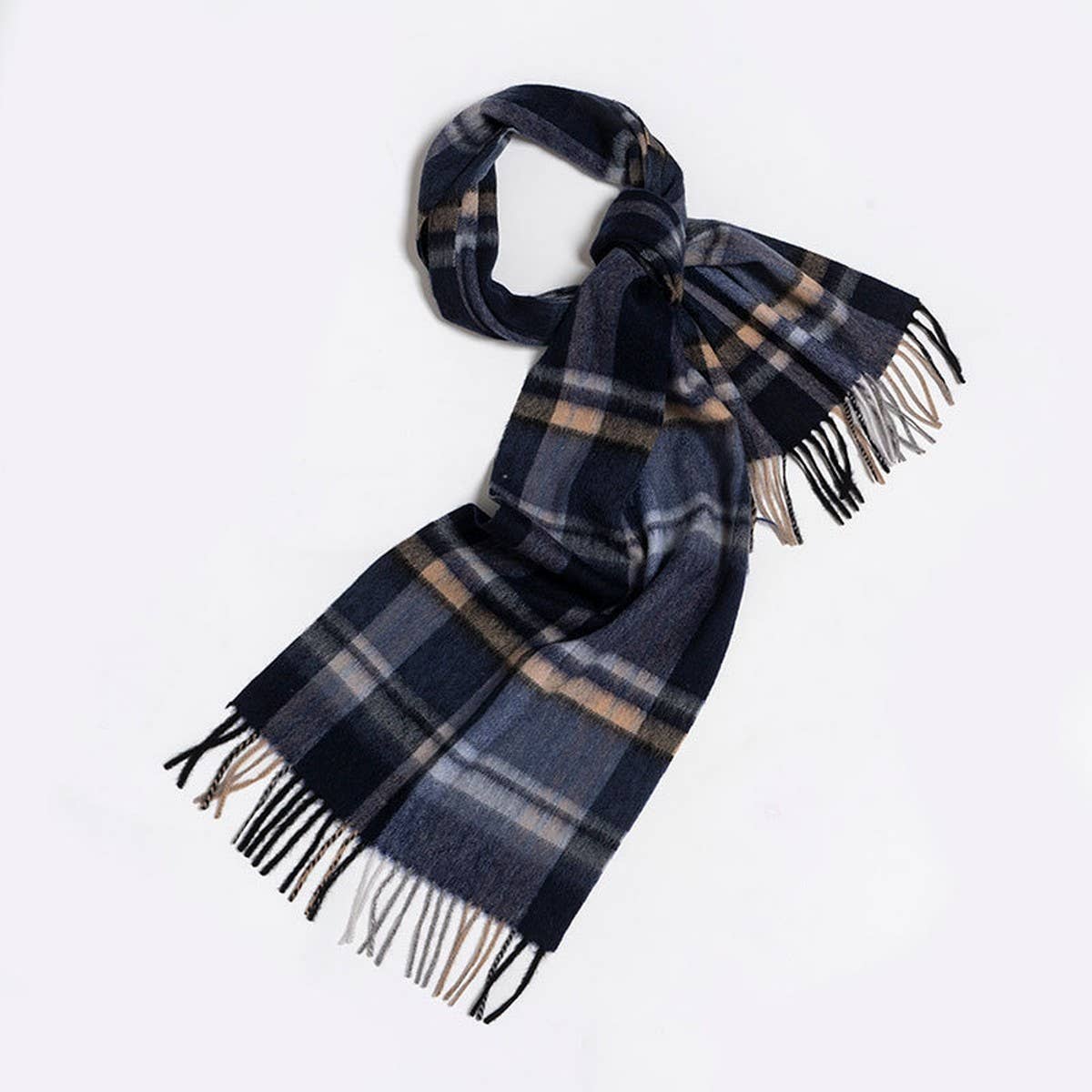 100% Wool Plaid Scarf Red Check Winter Warmth_CWASC2325