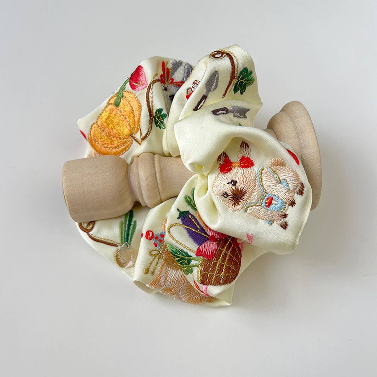 DESIGN SATIN CUTE EMBROIDERED BUNNY HAIRBAND