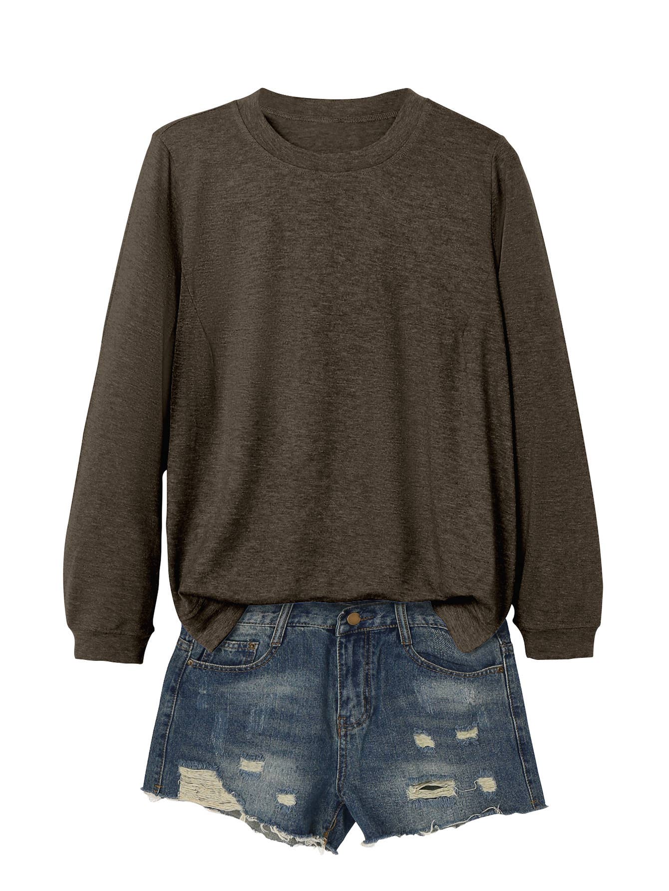 SOLID COLOR CASUAL CREWNECK COMFORTABLE T-SHIRT