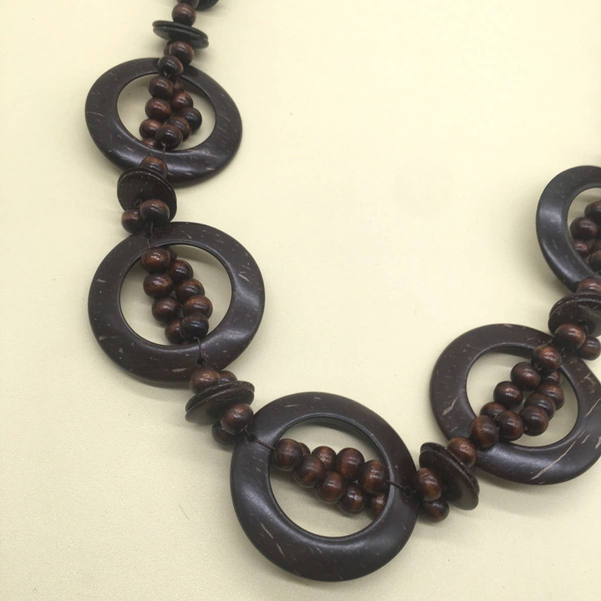 ETHNIC COCONUT SHELL WOOD BEAD NECKLACE