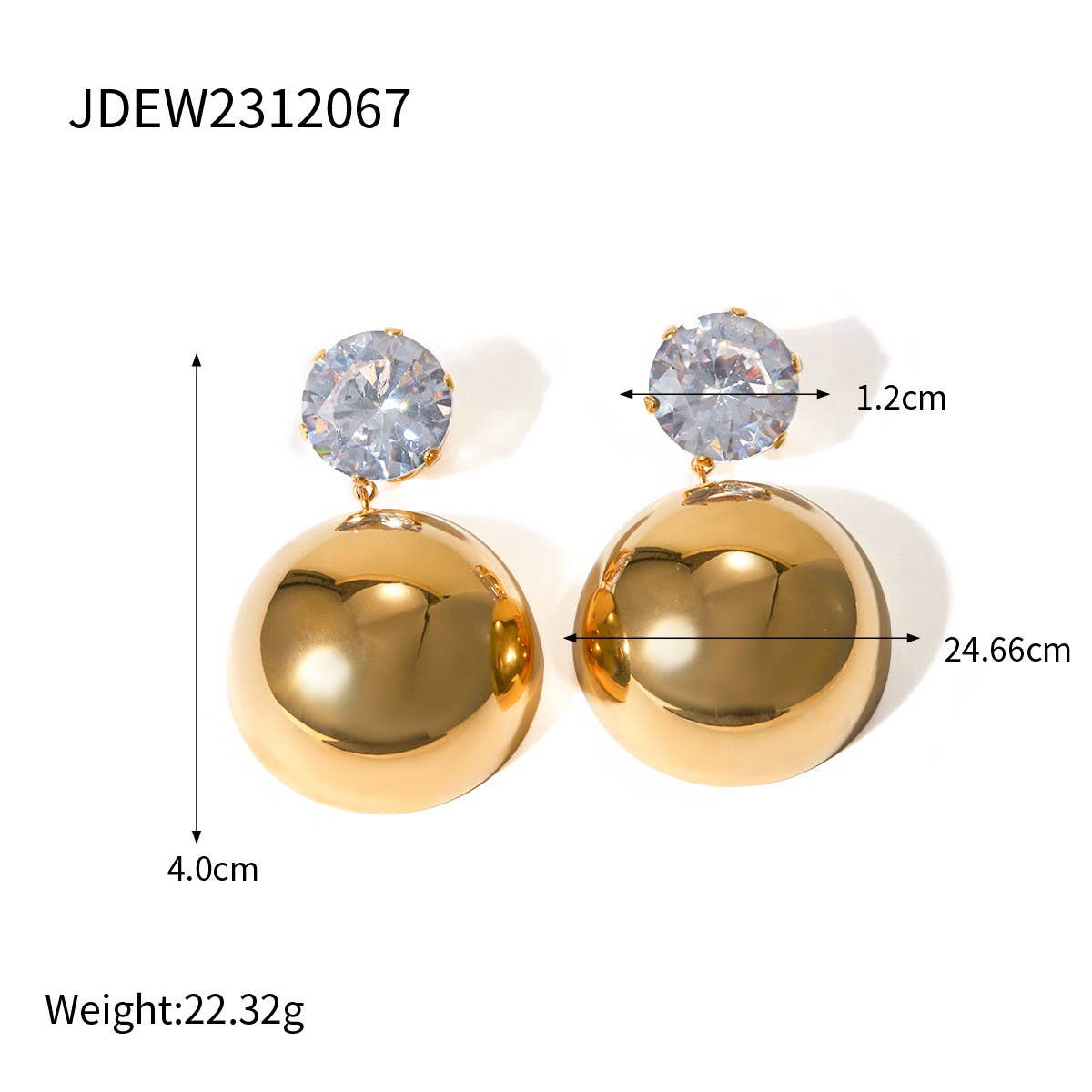 18K GOLD STAINLESS STEEL TEARDROP EARRINGS_CWASC1681
