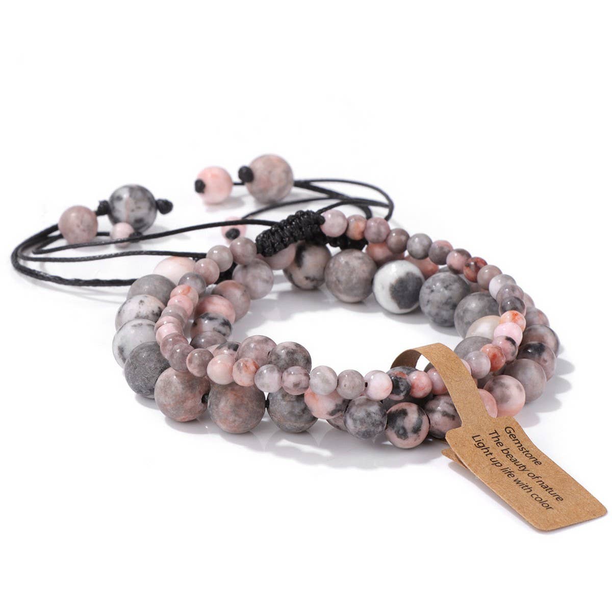 CWAJE4234_NATURAL STONE BEADS BRAIDED THREE-PIECE BRACELET