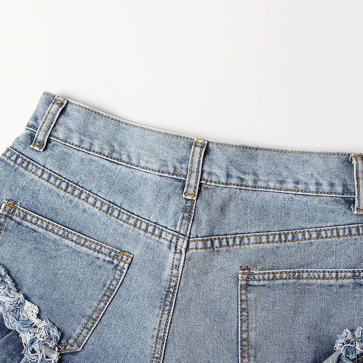 TRENDY BRUSHED TASSEL HIGH WAISTED DENIM SHORTS_CWJS0090