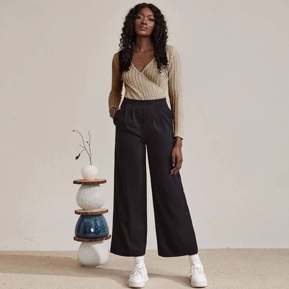 STYLE V-NECK SLIM-FIT LONG SLEEVE TWIST KNIT