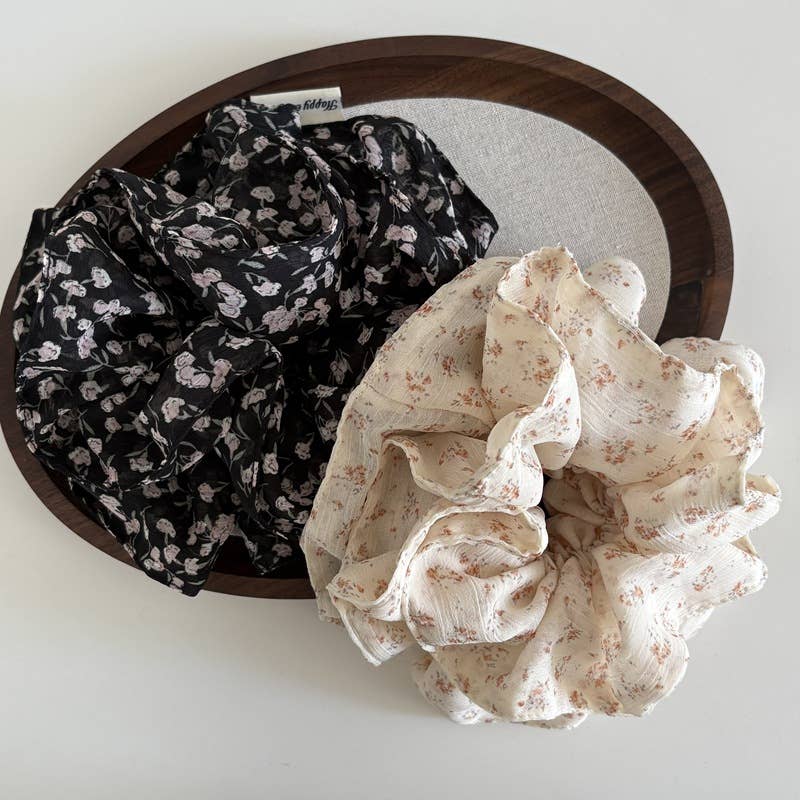 Atmospheric double-layered flower bud hair ring