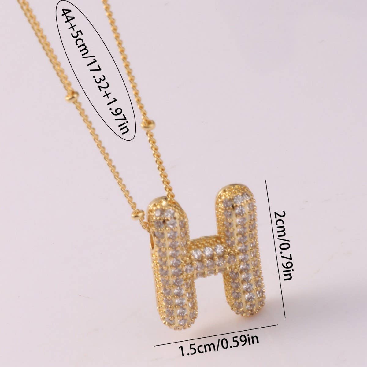 Copper Zirconia 26 Letters Pendant Necklace