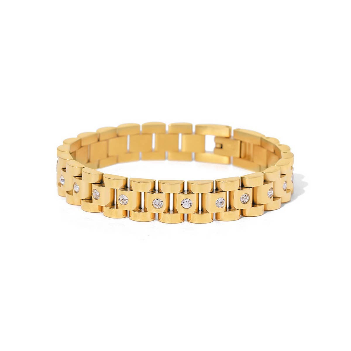 18K Gold Round White Zircon Delicate Bracelet_CWAJE4796
