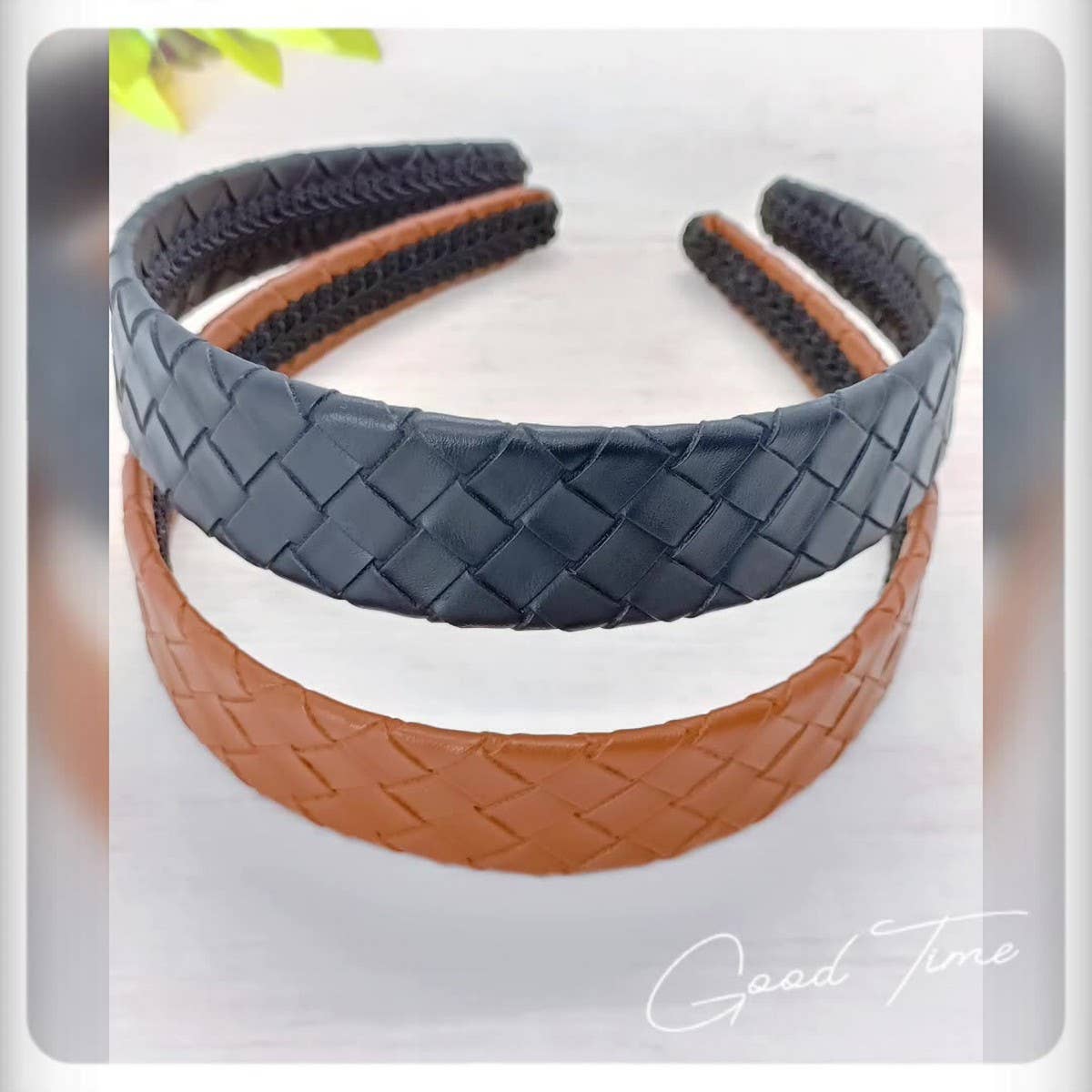 Country Style PU Leather Cross Weave Headband