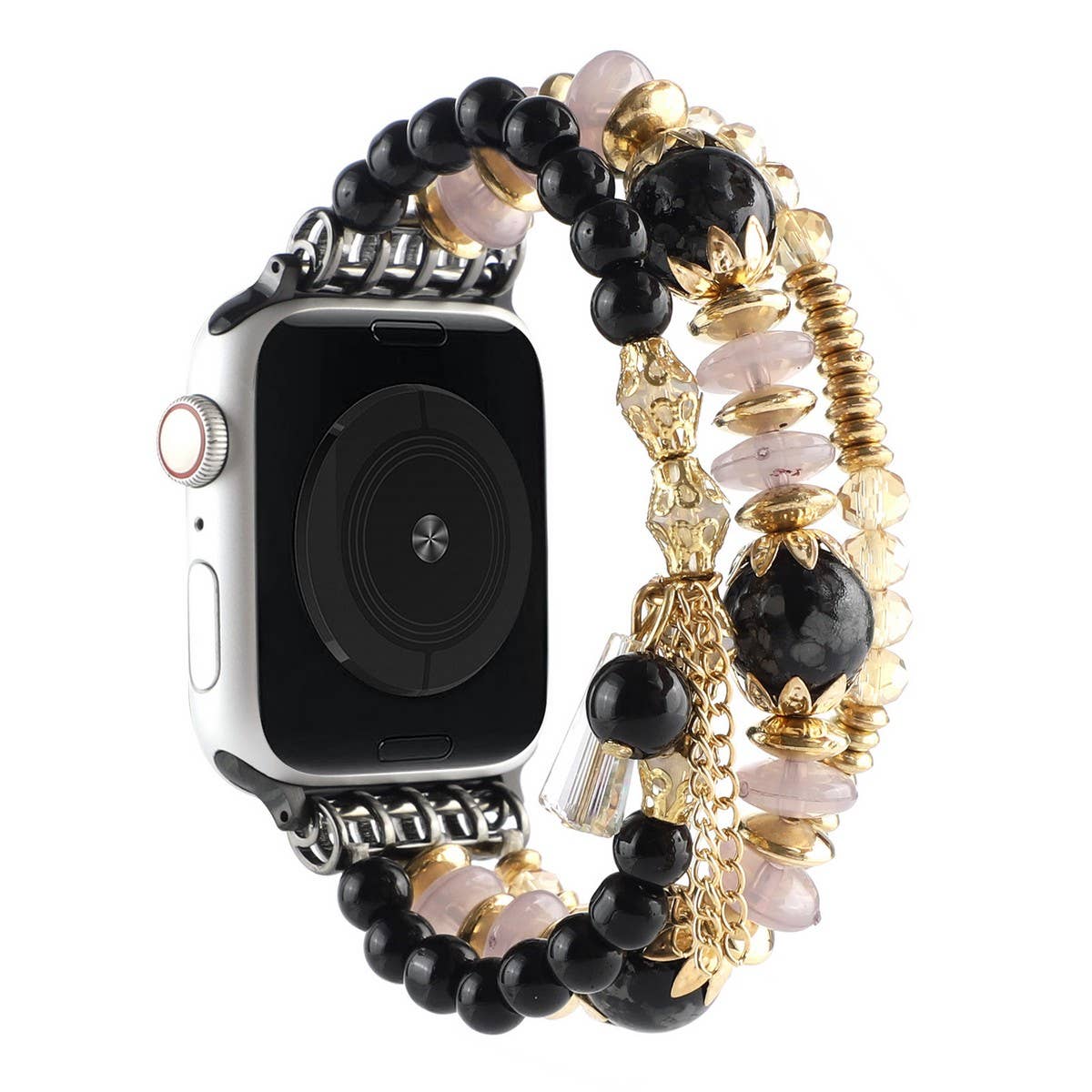 APPLE WATCH 7-1 THREE-ROW PEARL ELASTIC STRAP_CWASC1563