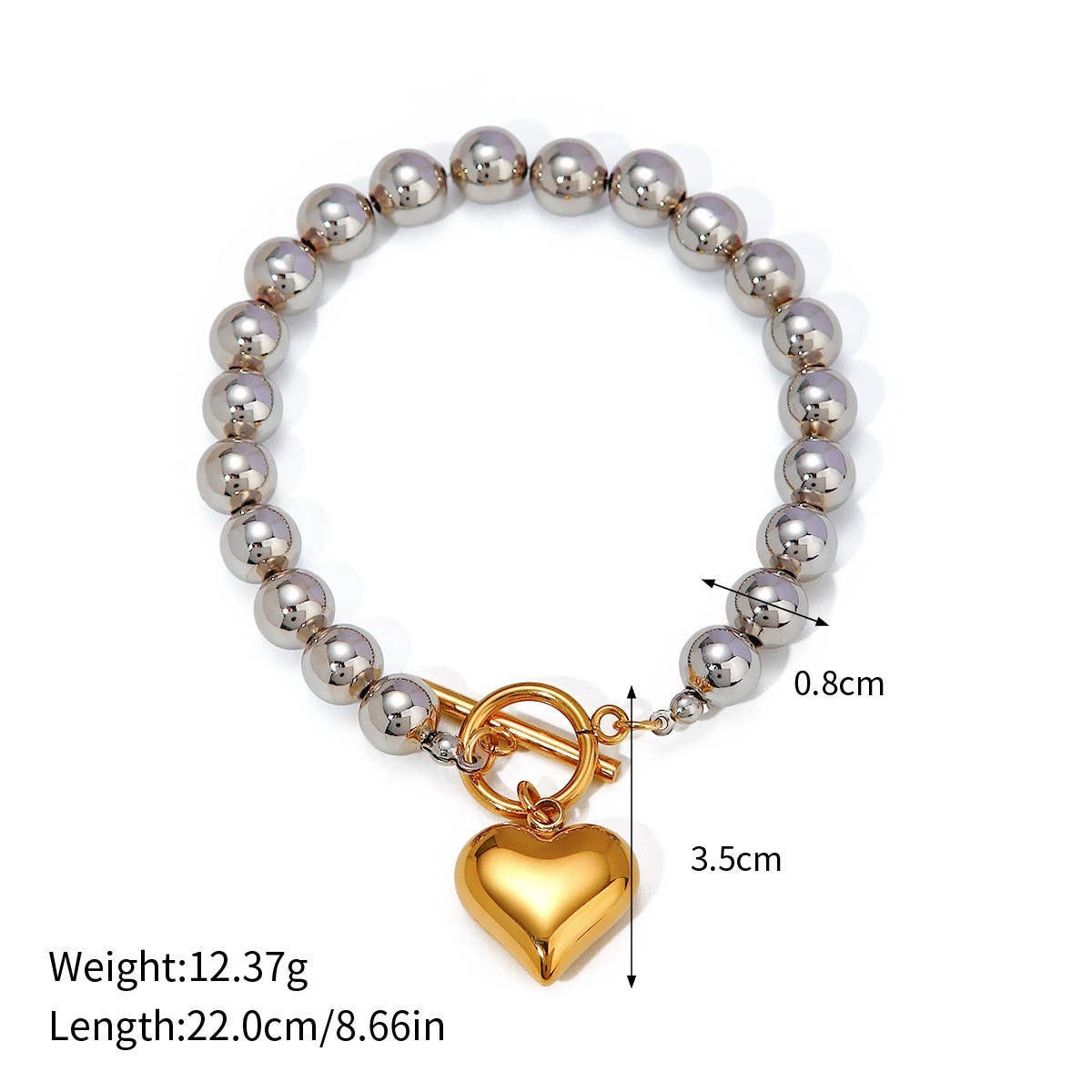 Zircon & Pearl Chain Bracelet in Stainless Steel_CWAJE4658
