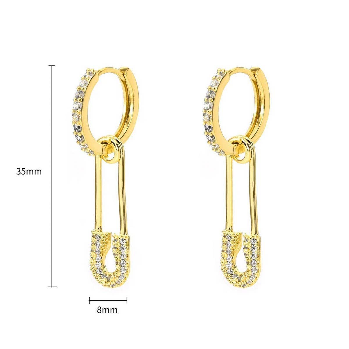 Fashionable Design Paperclip Zirconia Earrings