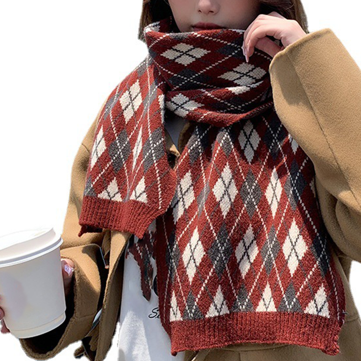 Plaid Scarf for Women - Thick Knit Winter Warmth_CWASC0149