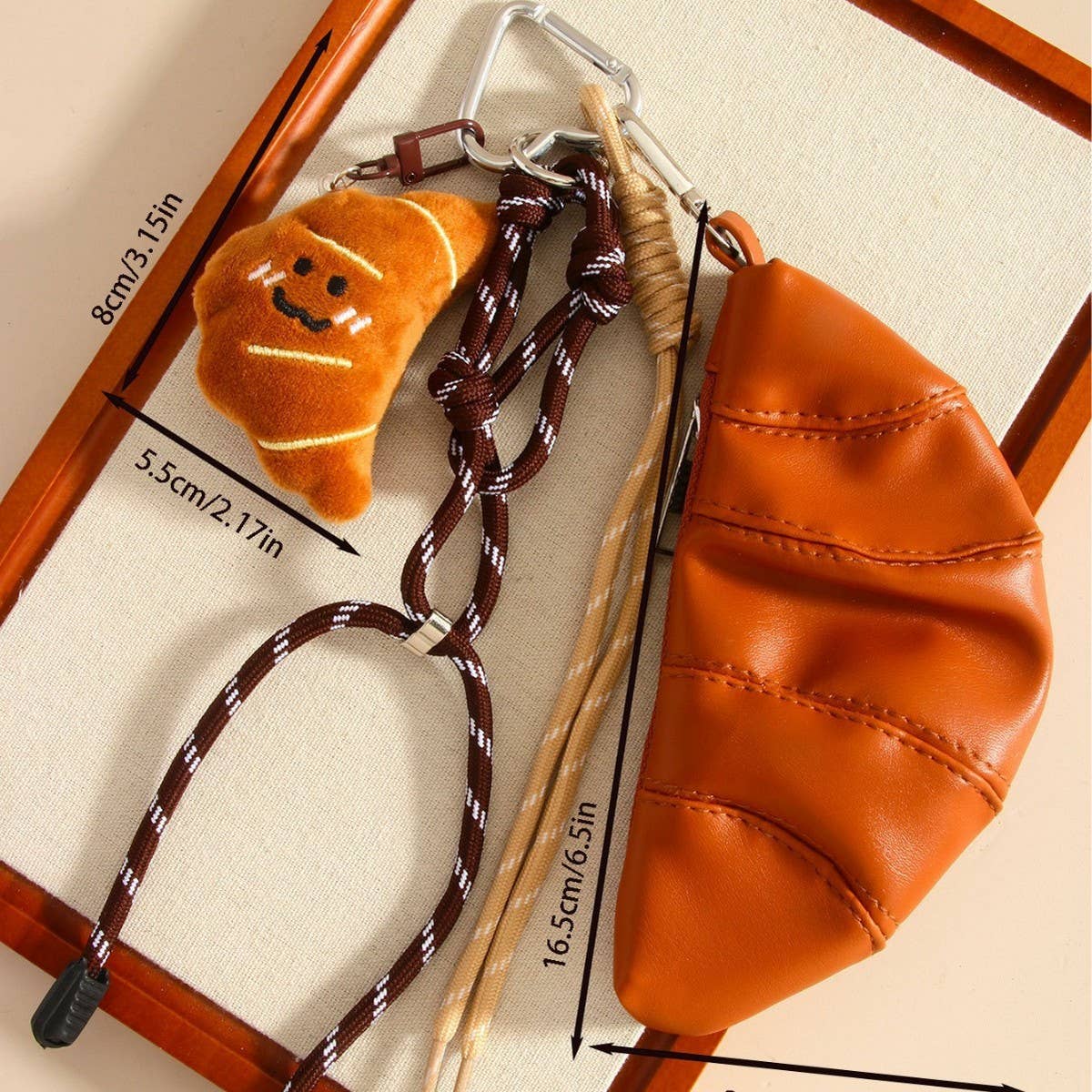 Vintage Croissant Coin Purse Keychain Charm