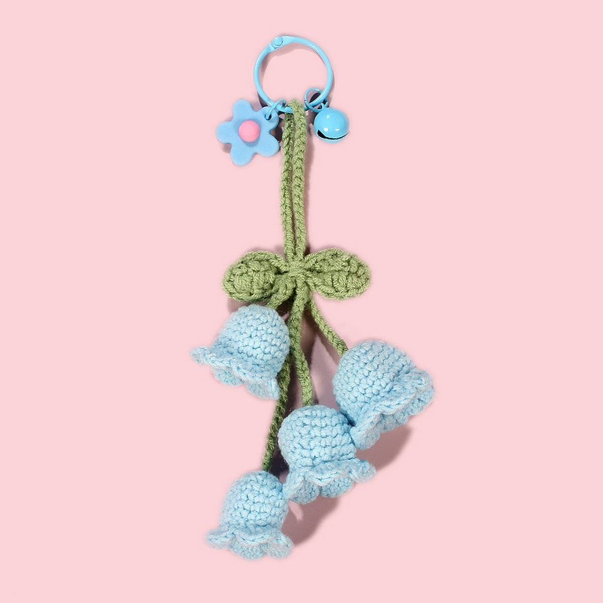 HANDWOVEN LILY OF THE VALLEY FLOWER KEYCHAIN