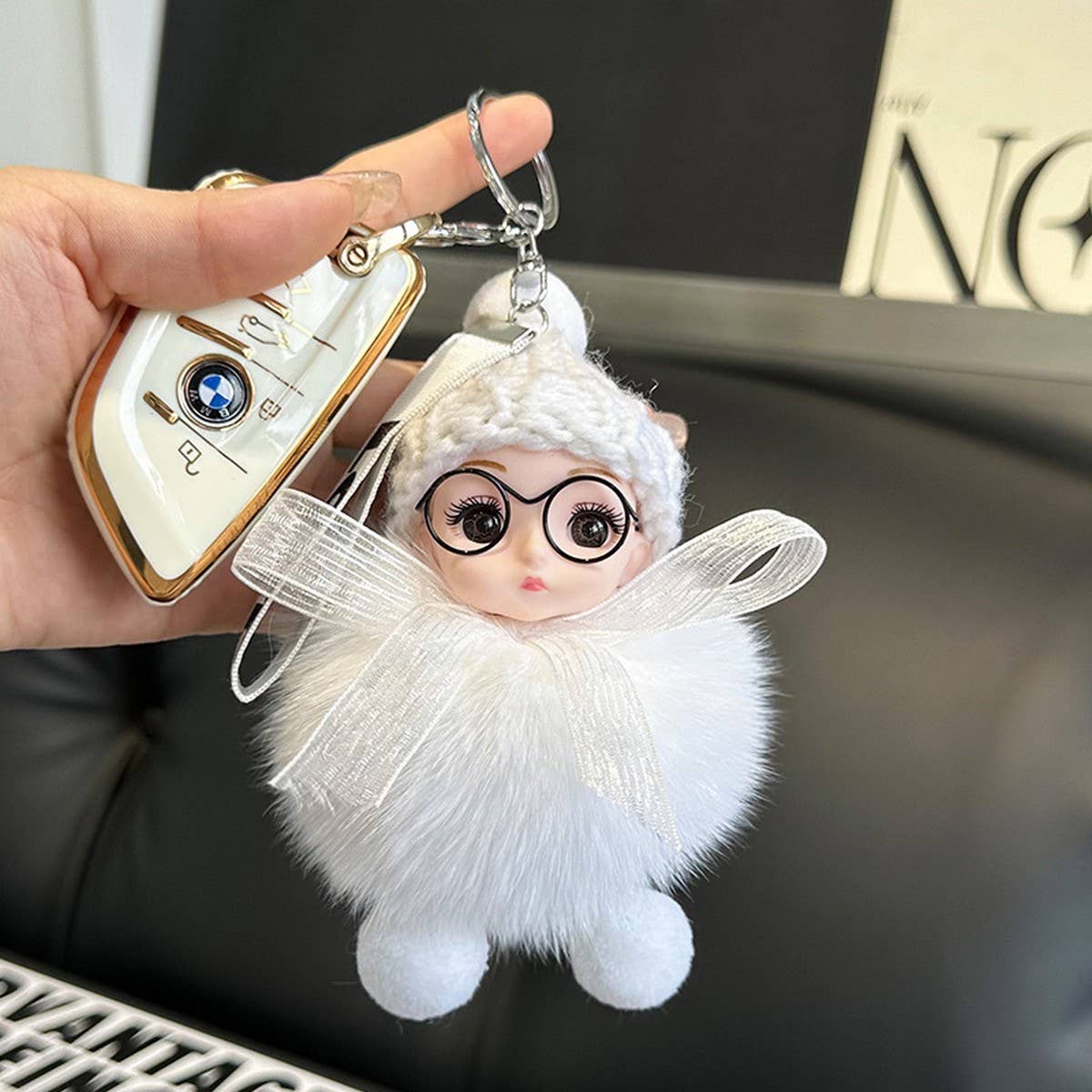 CUTE PLUSH DOLL CAR KEYCHAIN BAG PENDANT GIFT