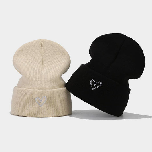 THICKENED HEART EMBROIDERED KNITTED HAT_CWAH1607