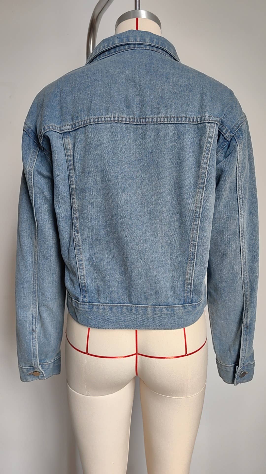 Washed vintage diamond-encrusted denim jacket