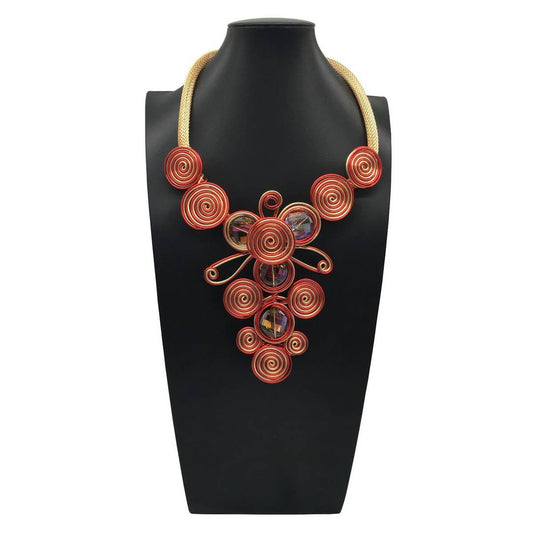 CRYSTAL ALUMINUM WIRE NECKLACE EARRING SET