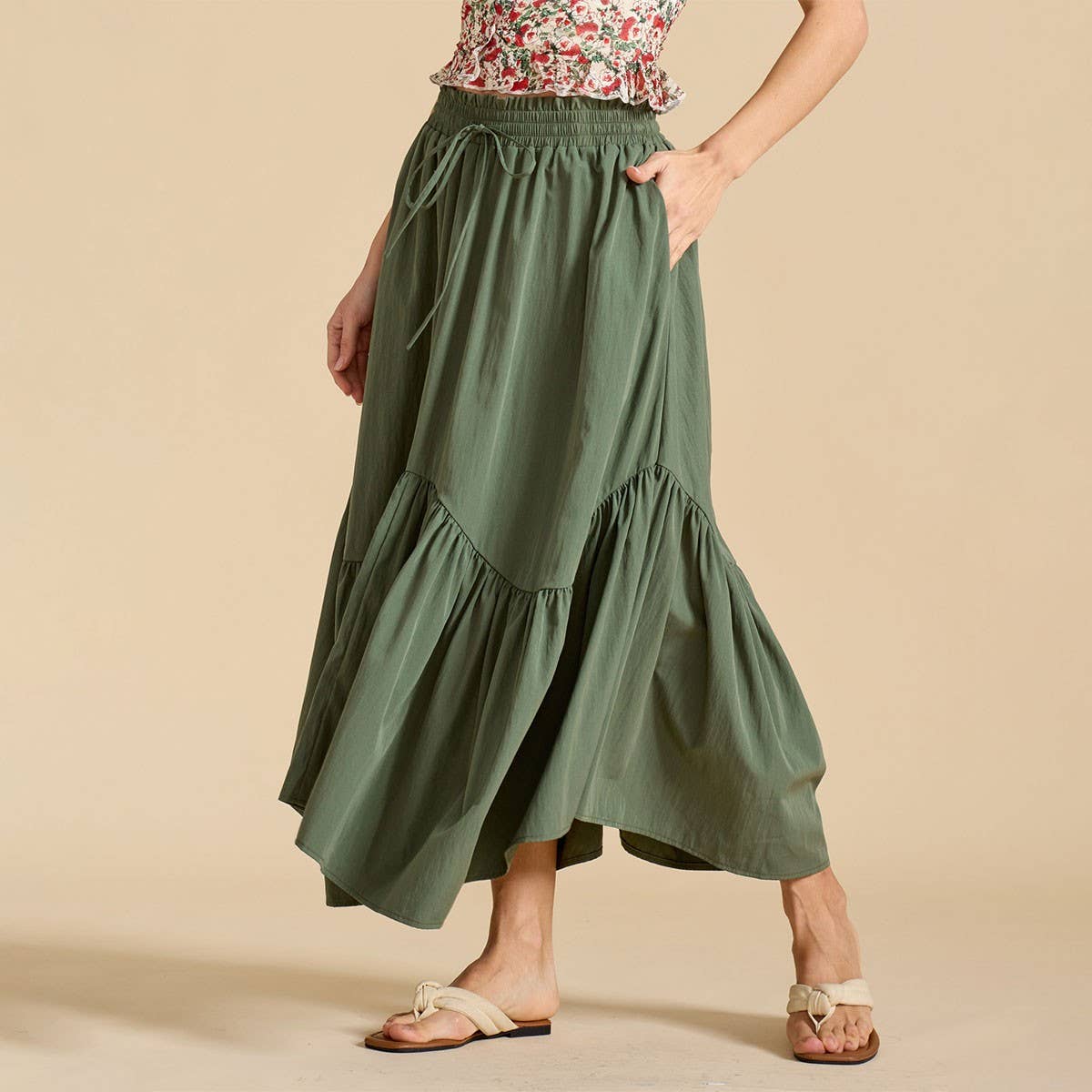 WAVE TIE ADJUSTABLE SKIRT LONG SWING SKIRT