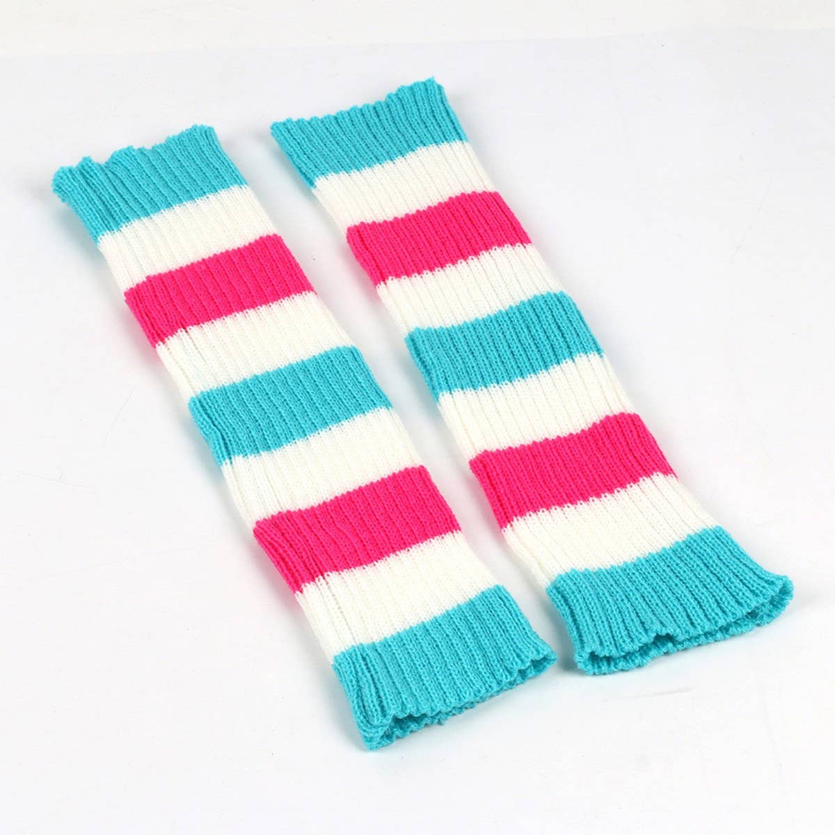 CWMS0816_Winter Striped Color-Matching Knit Leg Warmers