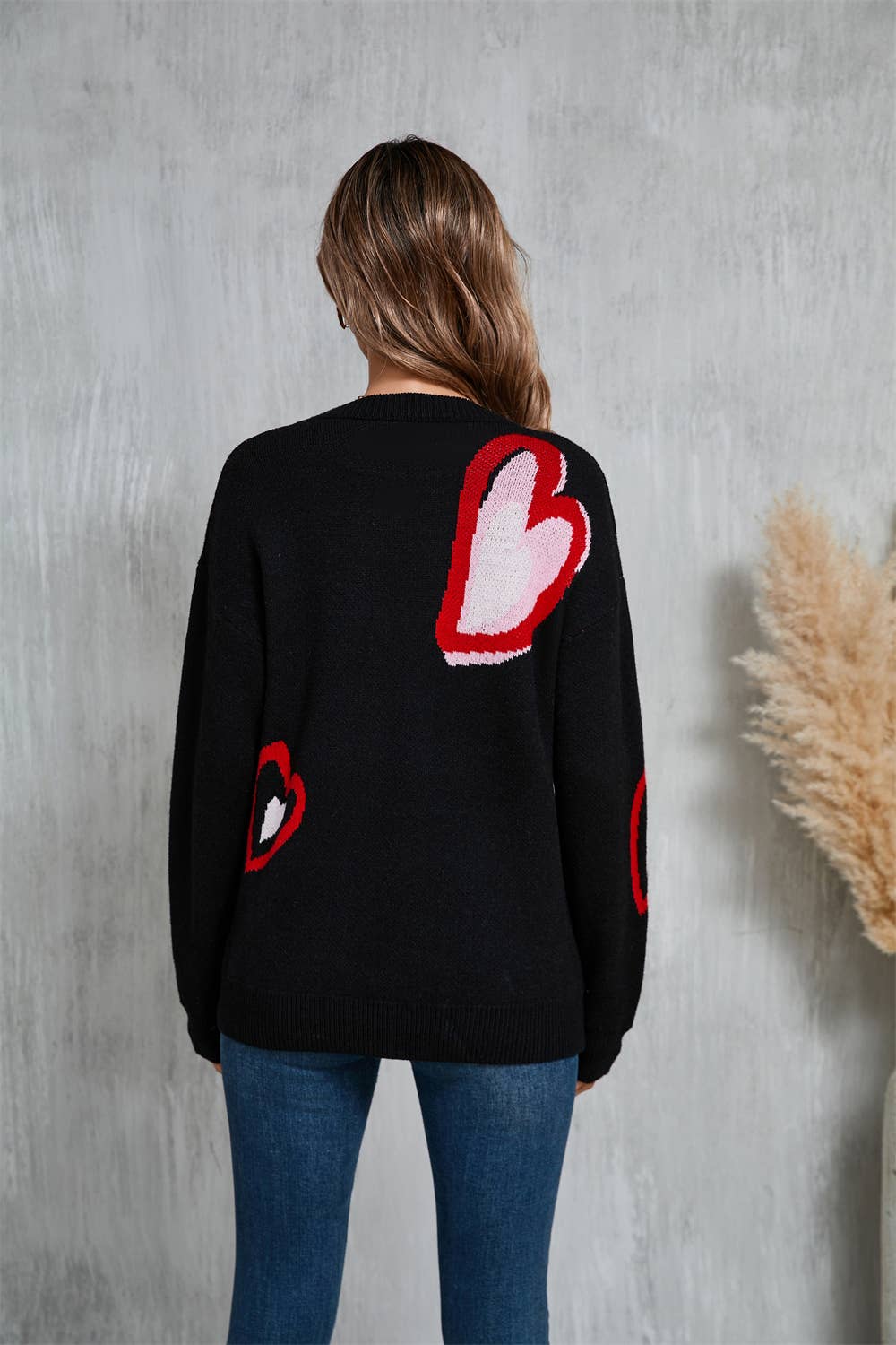 VALENTINE'S DAY HEART PEACH SWEATER KNIT