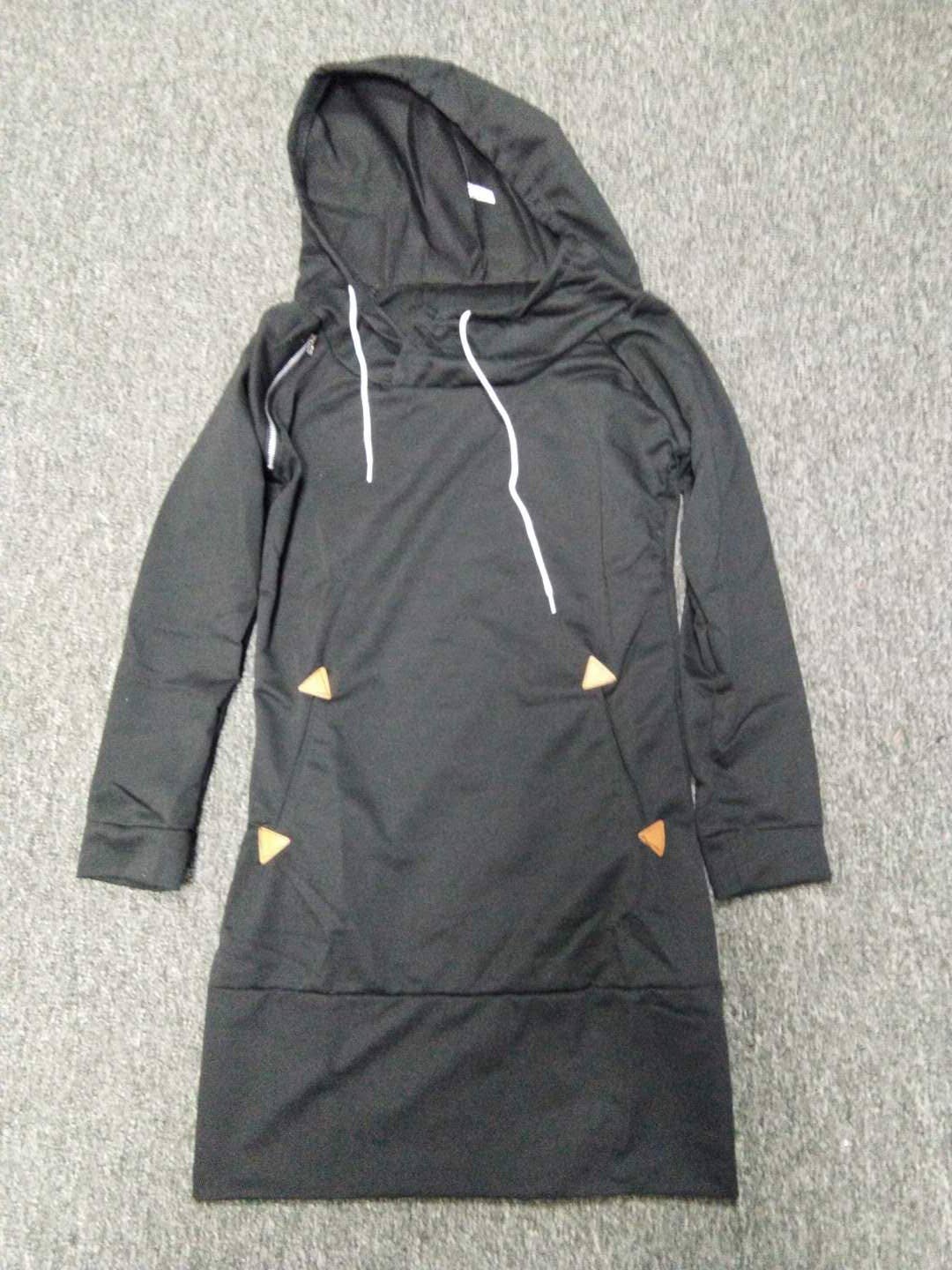 HOODED TURTLENECK LONG-SLEEVED WAISTBAND DRESS