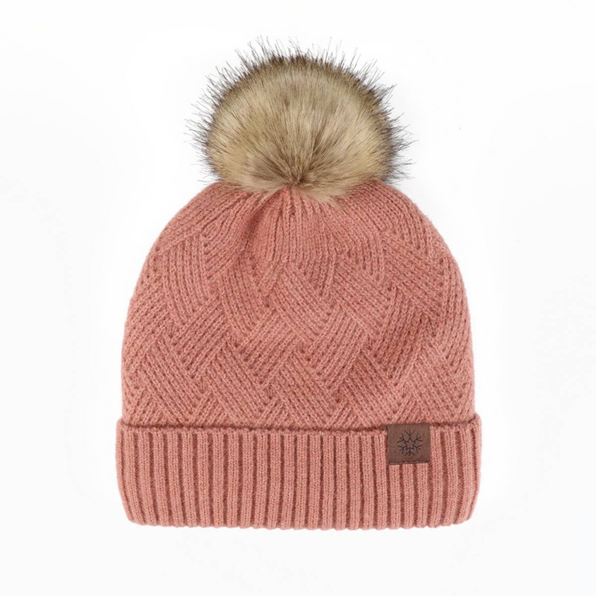 WINTER DOUBLE PLUSH BALL KNITTED HAT FOR WOMEN_CWAH2456